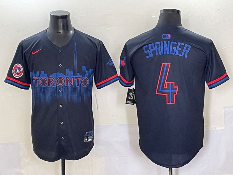 Men 2025 Toronto Blue Jays #4 Springer Black Joint Name Nike MLB Jersey style 5